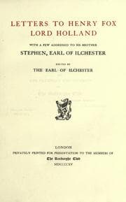 Tapa de Letters to Henry Fox Lord Holland