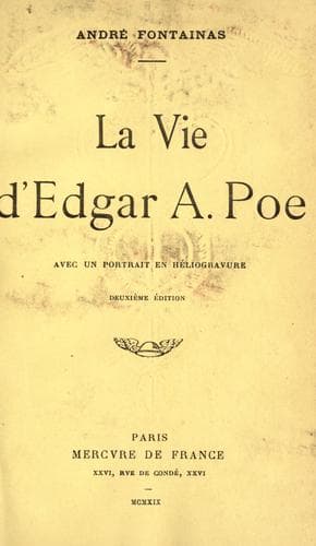 Tapa de La vie d'Edgar A. Poe