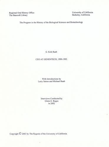 Tapa de CEO at Genentech, 1990-1995