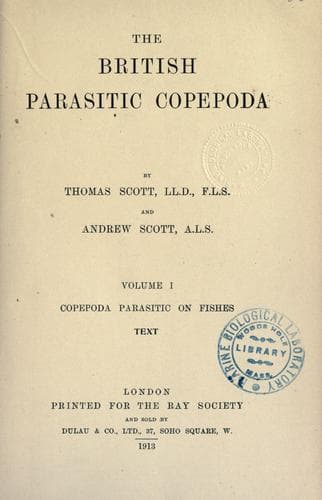 Tapa de The British parasitic Copepoda