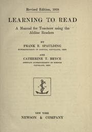 Tapa de Learning to read; a manual for teachers using the Aldine readers