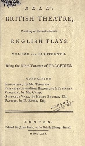 Tapa de Sophonisba, a tragedy
