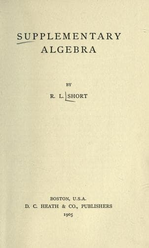 Tapa de Supplementary algebra