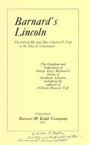 Tapa de Barnard's Lincoln, the gift of Mr. and Mrs. Charles P. Taft to the city of Cincinnati