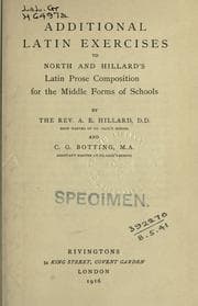 Tapa de Additional Latin exercises to North and Hillard's Latin prose composition for the Middle forms of schools