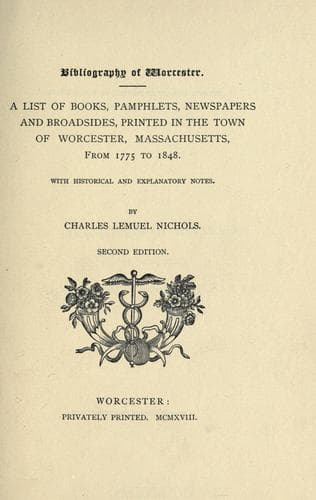 Tapa de Bibliography of Worcester