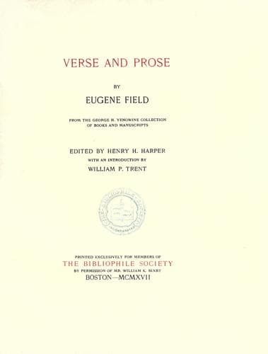 Tapa de Verse and prose