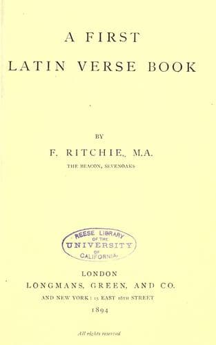 Tapa de A first Latin verse book