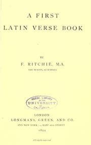 Tapa de A first Latin verse book
