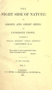 Tapa de The night side of nature, or, Ghosts and ghost seers