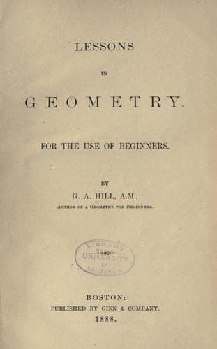 Tapa de Lessons in geometry