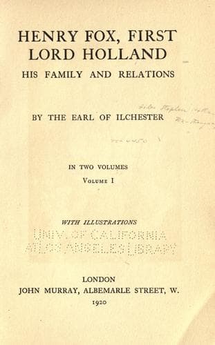 Tapa de Henry Fox, first Lord Holland, his family and relations