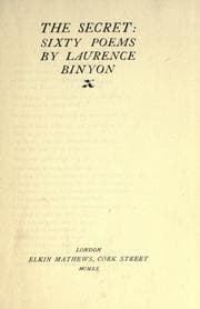 Tapa de The secret: sixty poems by Laurence Binyon