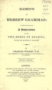 Tapa de Elements of Hebrew grammar: to which is prefixed a dissertation on the two modes of reading