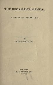Tapa de The bookman's manual, a guide to literature