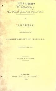 Tapa de An address delivered before the Pilgrim Society of Plymouth, December 22, 1834