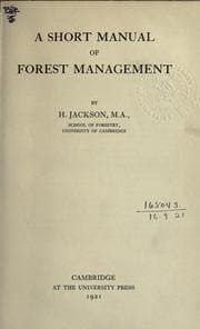 Tapa de A short manual of forest management