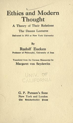 Tapa de Ethics and modern thought