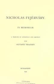 Tapa de Nicholas Fej©Øerv©Øary. In memoriam