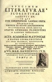 Tapa de Specimen literatvrae florentinae saecvli XV..