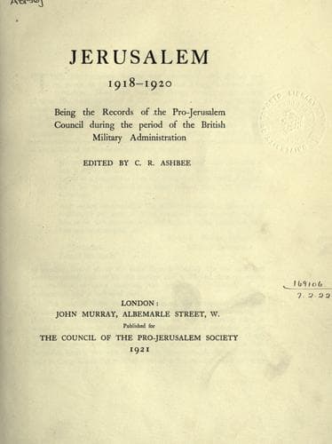 Tapa de Jerusalem, 1918-1920