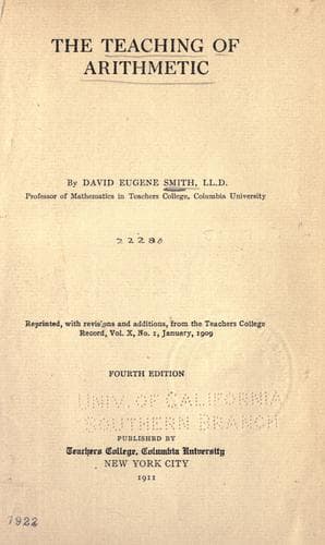 Tapa de The teaching of arithmetic