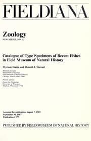 Tapa de Catalogue of type specimens of recent fishes in Field Museum of Natural History