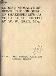 Tapa de Rosalynde, being the original of Shakespeare's 'As you like it'