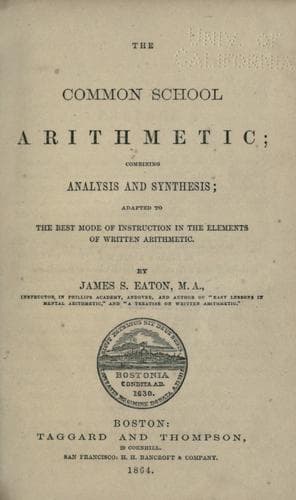 Tapa de The common school arithmetic