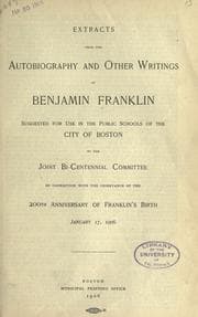 Tapa de Extracts from the autobiography and other writings of Benjamin Franklin