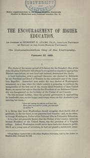 Tapa de The encouragement of higher education