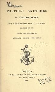 Tapa de Poetical sketches by William Blake