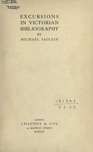 Tapa de Excursions in Victorian bibliography
