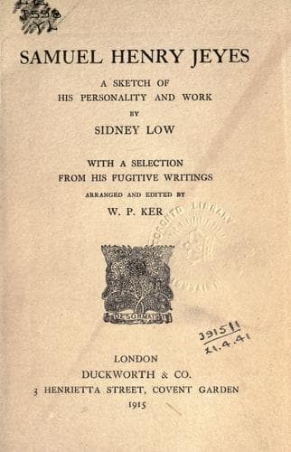 Tapa de Samuel Henry Jeyes