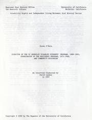Tapa de Director of the UC Berkeley Disabled Students' Program, 1988-1992; coordinator of the Residence Program, 1975-1988, and community historian