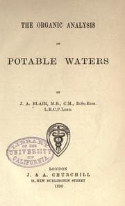 Tapa de The organic analysis of potable waters