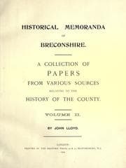 Tapa de Historical memoranda of Breconshire