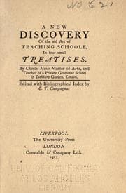 Tapa de A new discovery of the old art of teaching schoole; in four small treatises