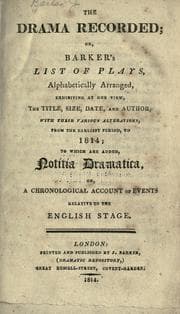 Tapa de The drama recorded; or, Barker's list of plays