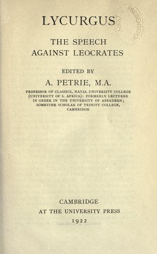 Tapa de The speech against Leocrates