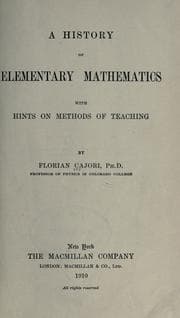Tapa de A history of elementary mathematics with hints on methods of teaching