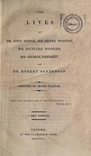 Tapa de The lives of Dr. John Donne, Sir Henry Wotton, Mr. Richard Hooker, Mr. George Herbert