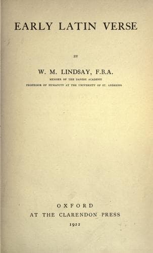Tapa de Early Latin verse
