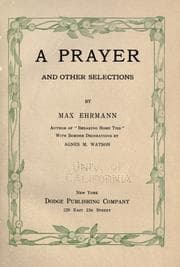 Tapa de A prayer, and other selections