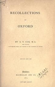 Tapa de Recollections of Oxford