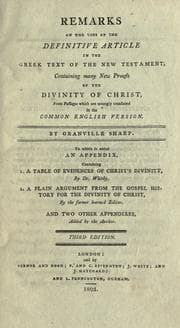 Tapa de Remarks on the uses of the definitive article in the Greek text of the New Testament