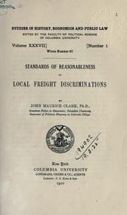 Tapa de Standards of reasonableness in local freight discriminations