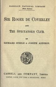 Tapa de Sir Roger de Coverley and the Spectator's club by Richard Steele & Joseph Addison