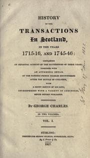 Tapa de History of the transactions in Scotland in the years 1715-16, and 1745-46