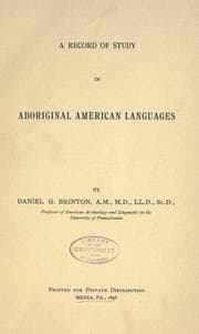 Tapa de A record of study in aboriginal American languages